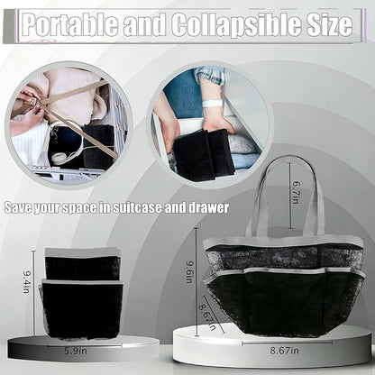 Attmu 2 Pack Mesh Shower Caddy Portable for College Dorm Room Essentials with 8 Pockets, Hanging Shower Caddy Dorm Basket, Quick Dry Shower Bag for Bathroom