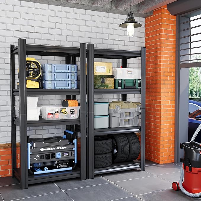Metal Garage Shelving Unit, Heavy Duty Adjustable Storage Rack, Steel Shelving, Industrial Shelves for Heavy Tools and Equipment, Ideal for Garage, Basement (4-Tier 54" Hx31.5 Wx15.7 D)
