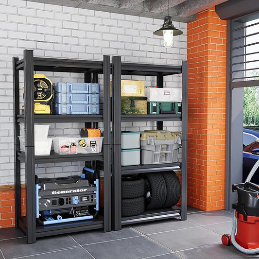 Metal Garage Shelving Unit, Heavy Duty Adjustable Storage Rack, Steel Shelving, Industrial Shelves for Heavy Tools and Equipment, Ideal for Garage, Basement (4-Tier 54" Hx31.5 Wx15.7 D)