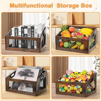 handrong Dog Toy Basket,Wood Dog Toy Box,Dogs Toys Bin,Dogs Storage Organizer,Large Cat Toys Basket Box for Living Room Outdoors Organizing Storage