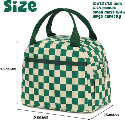 Bluboon Lunch Box for Women men Insulated Cute Corduroy Lunch bag, Reusable Cooler Bag for Work, Picnic, Travel