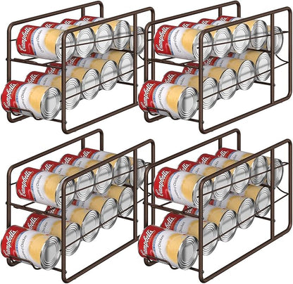 MOOACE Can Organizer for for Pantry, Stackable Soda Can Dispenser Canned Food Storage, Kitchen Cabinet Fridge Beverage Cans Holder, 4 Pack, Bronze