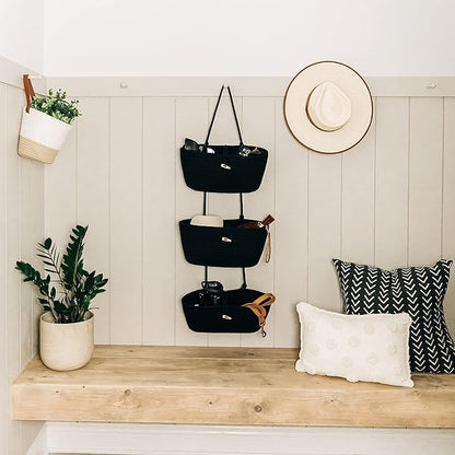 OrganiHaus Black Hanging Wall Baskets for Storage | Hanging Baskets for Bathroom Organizing | Behind Door Storage | Over the Door Basket | Nursery Storage Basket | Wall Hanging Basket for Organizing