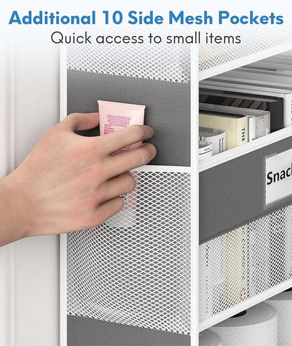 Over The Door Organizer Hanging, 2 Pack 5 Shelf Behind The Doors Storage, Pantry Door Organizer, Closet Organizers for Bedroom and Nursery (Dark Grey)