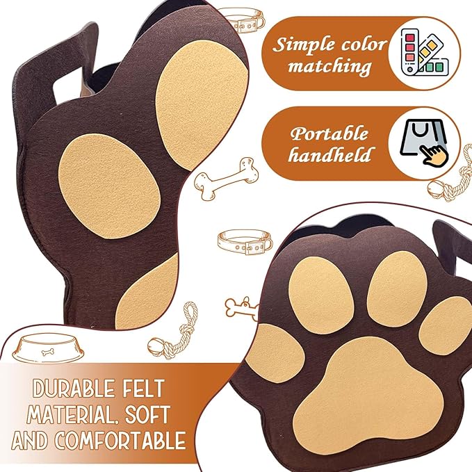 Large Dog Toy Basket Paw Storage Box for Dog Toys & Pet Supplies Felt Dogs Storage Box for Living Room Area Large Organizer for Pet Toys, Blankets and Accessories