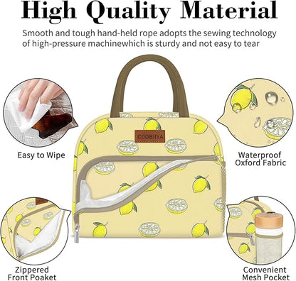 Coobiiya Lunch Bag for Women Men, Cute Lunch Tote Bags Insulated Reusable LunchBox Large Capacity Cooler Bag for Work Travel Picnic Green white