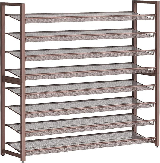 Metal Shoe Rack,Large 8 Tier Shoe Organizer, Heavy Duty Metal 4-Tier Stackable Shoe Storage Vertical Shoe Rack for Closet Front Door,Entrance,Entryway,Garage,Up to 50 Pairs,Bronze