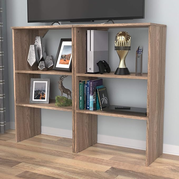 ClosetMaid SuiteSymphony Wood Shelf Unit, 2 Shelves, Adjustable, for Storage, Closet, Clothes, Shoes, Décor, TV, Books, Natural Gray