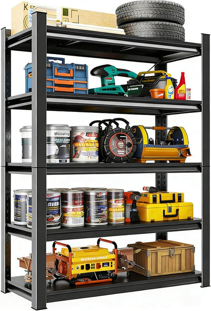 Heavy Duty Metal Garage Shelving, 5 Tier Adjustable Storage Shelves, 2500LBS Capacity Utility Shelf for Warehouse, Pantry, Garage Organizer, 35.4" W X 14" D X 78" H