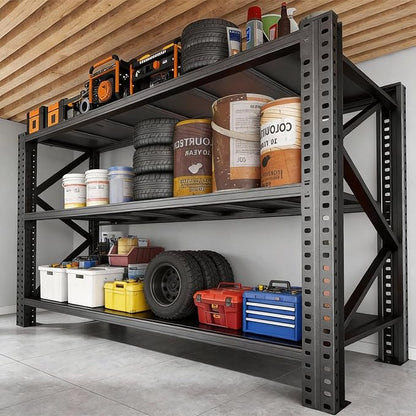 Metal Shelves, 4200LBS Heavy Duty Garage Shelving, Adjustable Garage Shelves, Shelving Units and Storage, Shelf, for Basement Workshop, Black