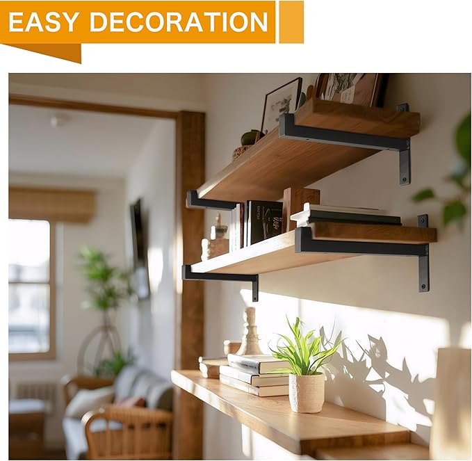 EZYDECOR 6 Pcs Heavy Duty Shelf Brackets 6 Inch Wall Mounted Industrial Metal Shelving Supports with Lip