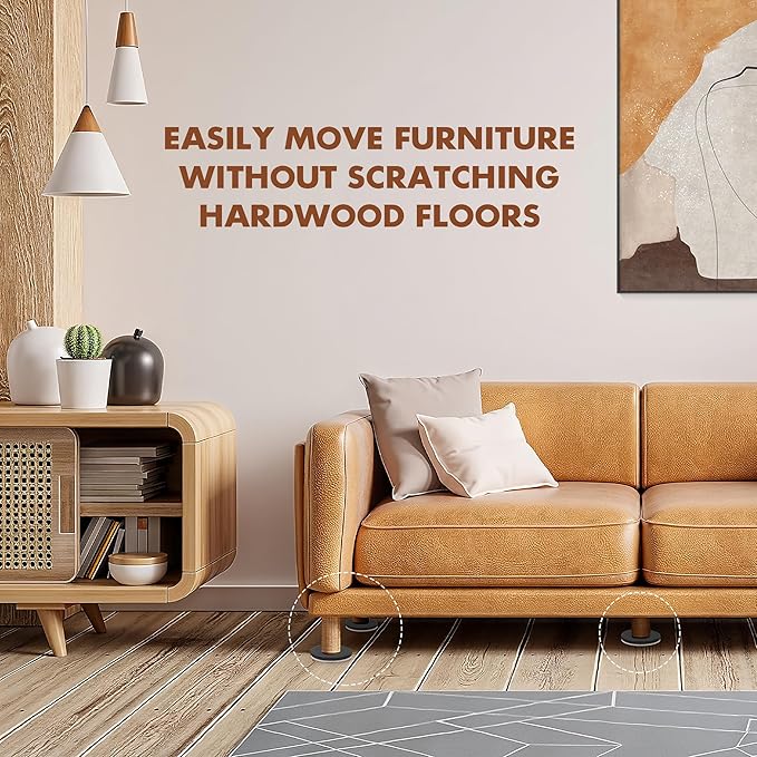 16-Pack Furniture Sliders for Hardwood Floors, Save 80% Effort Safely and Easily, The Glide Tool Set for Heavy Furniture and Appliances, Reusable Floor Protectors and Moving Pads (16 Felt 3.5" Slider)
