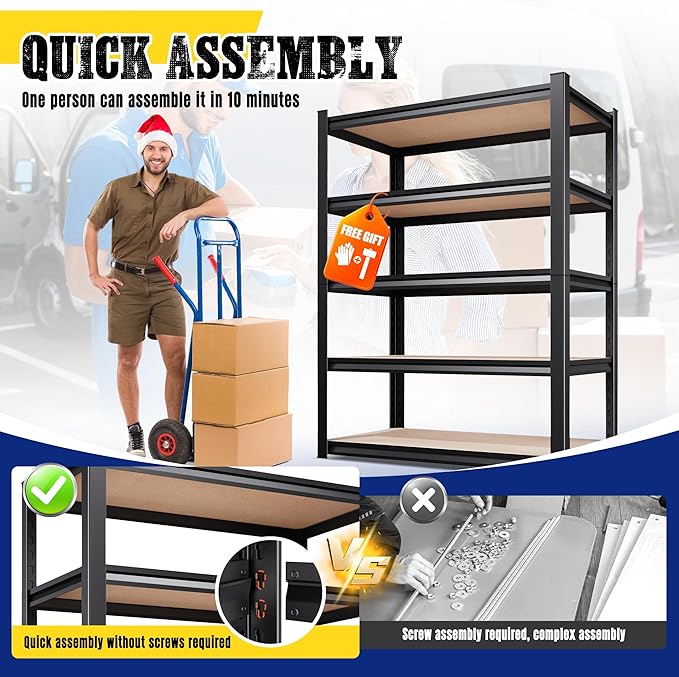 71"H-28"W-12"D Garage Shelving-5 Tier Garage Storage Shelves,Adjustable Heavy Duty Metal Shelving Unit and Storage Large Rack,Utility Steel Shelf For Warehouse Industrial Pantry Basement Organizers
