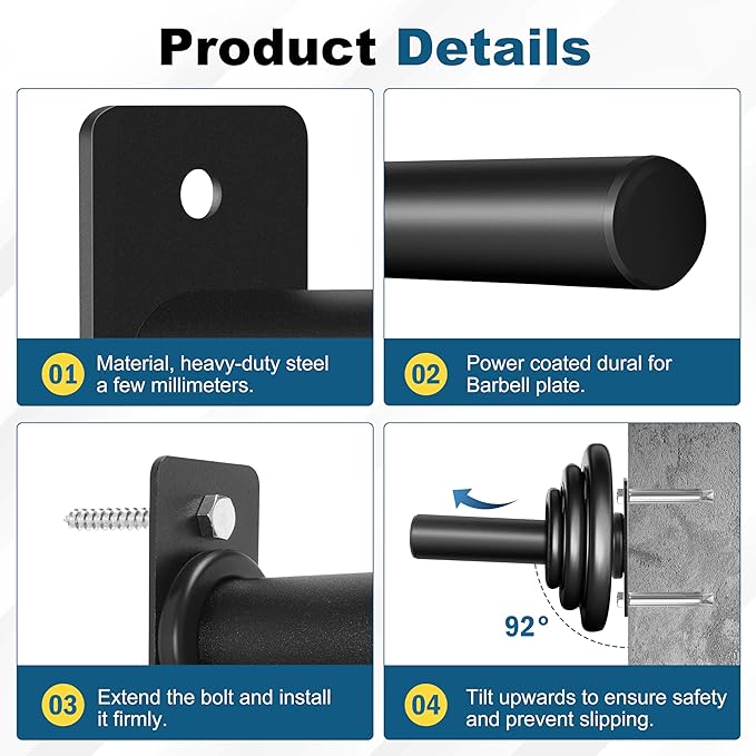 EVERYMATE Weight Plate Rack, Wall Mount Weight Plate Holder for Bumper Plates, Max Weight Capacity 330 lb, Home Gym Organizer