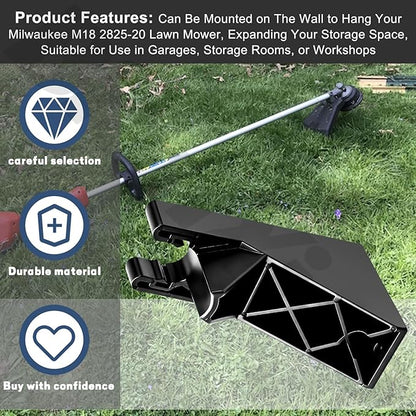 Wall Mount for Milwaukee M18 Fuel String Trimmer 2825-20 - Heavy-Duty Black Wall Mounting Bracket, String Trimmer Holder Storage Hook Fits Handle Diameter 1" - Save Space