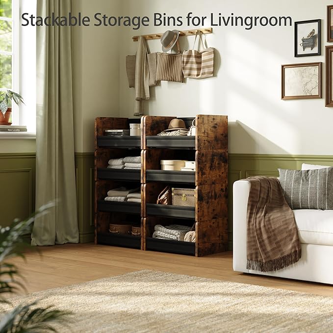 4-Tier Stackable Closet Organizer and Storage Stackable Shelves – Heavy-Duty Darwers Wood & Metal, Easy Assembly, Space-Saving Vertical Storage for Bedroom, Closet, Patent Design