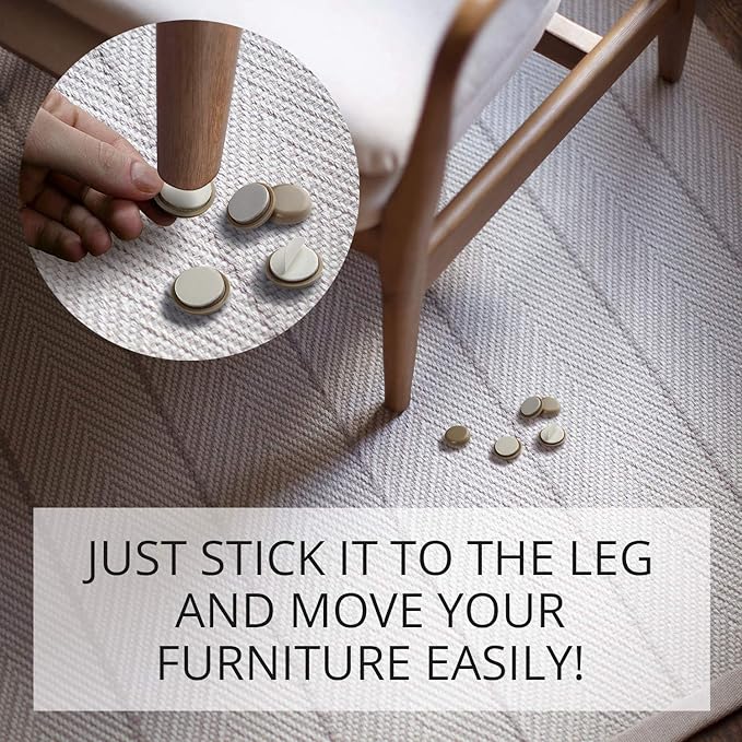 Chair Sliders X-PROTECTOR – Furniture Sliders 40 pcs Carpet Sliders 1” – The Best Furniture Moving Pads – Premium Chair Leg Floor Protectors – Slide Effortlessly with Chair Pads & Protect Your Floor!