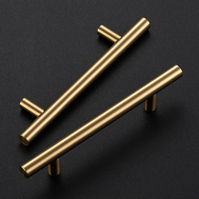 JOY DECOR 25 Pack Champagne Bronze Cabinet Pulls – 6-3/8 Inch Length, 4 Inch (102mm) Hole Center – Stainless Steel Kitchen Cabinet Handles for Drawer and Cupboard