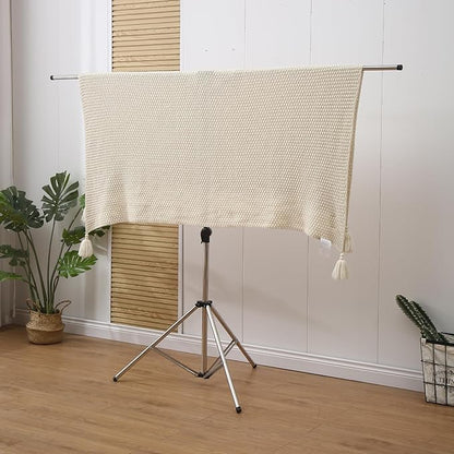 Foldable Portable Space Saving Clothes Drying Rack, Heavy Duty Stainless Steel Laundry Drying Racks, Adjustable High Capacity Garment Rack, with Windproof Hooks.