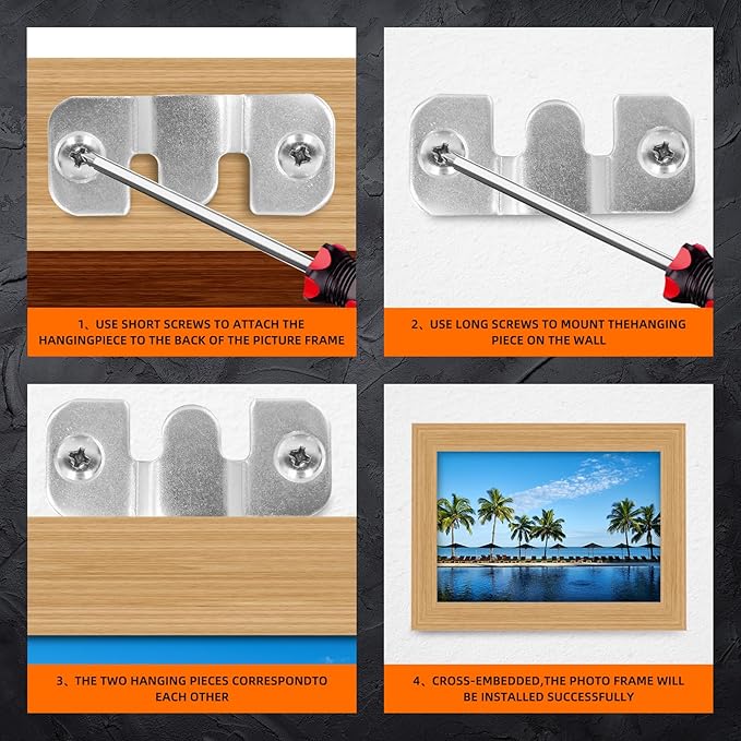 40Pcs (20 Pairs) Flush Mount Bracket, Stainless Steel Interlock Hanging Buckle Z Clips Headboard Wall Mounting Brackets, Heavy Duty Picture Frame Hanger Hook for Display Art Gallery (43 x 18.5mm)