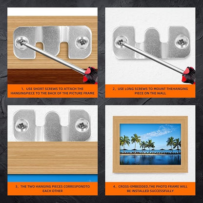40Pcs (20 Pairs) Flush Mount Bracket, Stainless Steel Interlock Hanging Buckle Z Clips Headboard Wall Mounting Brackets, Heavy Duty Picture Frame Hanger Hook for Display Art Gallery (43 x 18.5mm)