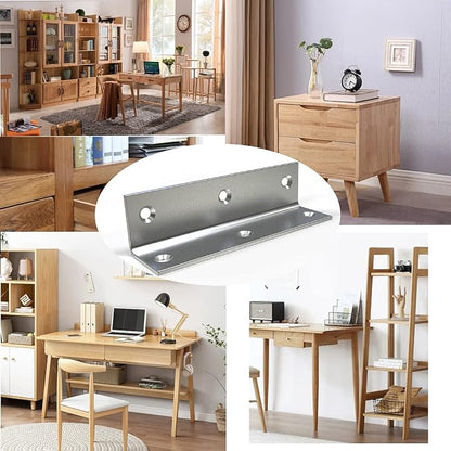 Stainless Steel Corner Bracket,Joint Right Silver Angle Brackets,L Shape Heavy Duty Metal Corner Brace Shelf Supporter for Wood Aufuga (10, 4x1x1)