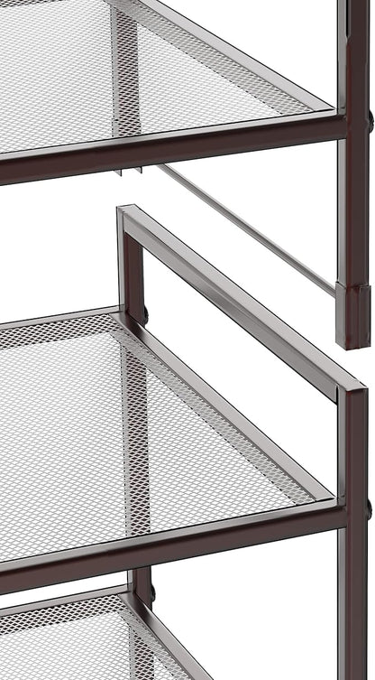 Simple Houseware 3-Tier Stackable Mesh Shoe Rack, Bronze