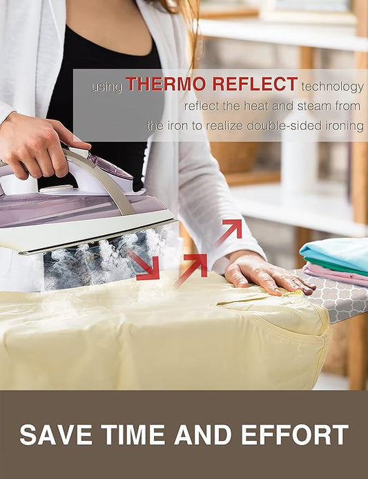 Ironing Board Cover and Pad 15"x54" Extra Thick Natural Cotton, Scorch and Stain Resistant Padding, Standard Size Iron Board Cover with Fasteners Heavy Duty Elastic Edge, Heatproof