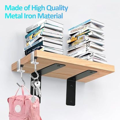 L Floating Shelf Brackets,8 Pack Heavy Duty L Brackets for Shelves, L 5" X H 4" Black Metal Countertop Support Brackets,Wall Mounting for Wood