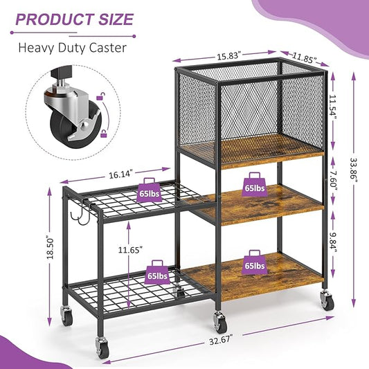 Dumbbell Rack, Yoga Mat Storage Holder, Home Gym Storage Rack, Workout Equipment Storage Organizer, Weight Storage Holder Rack with Hooks and Wheels