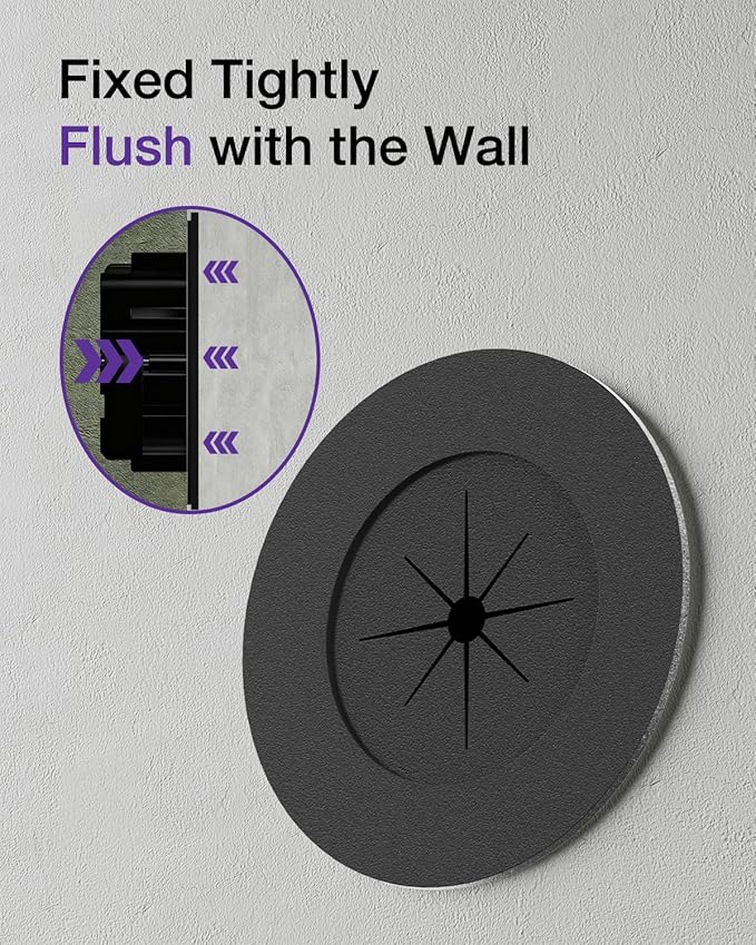VCELINK Brush in Wall Cable Management Kit for Wall Mounted TV, 3.79" (96 mm) Cord Hider for Low Voltage Cables Pass Through, Black Wall Plate