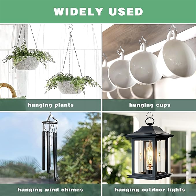 110 PCS Q-Hanger Hooks for String Lights, Ceiling Hangers for Plants & Wind Chimes, Christmas Decorations Outdoor Hooks Silver