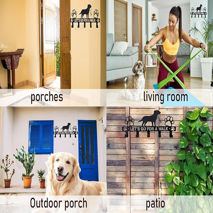 5-Hooks Dog Leash Holder for Wall， Dog Accessory Holder ，Metal Key Holder Leash Hooks