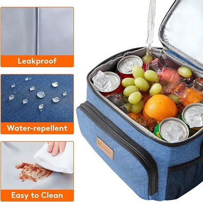 Lifewit Reusable Insulated Lunch Bag, Portable Cooler Freezable Soft Lunchbox Leakproof with Adjustable Shoulder Strap for Men Women Adult for Work Picnic or Travel, 9L 12 Can, Dark Blue
