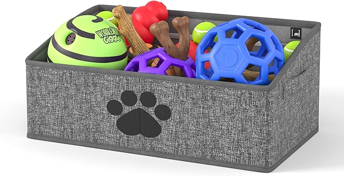Mindspace Dog Toy Box Organizer - Dog Toy Bin for Dog Toy Storage, Dog Toy Basket for Pet Storage - Dog Treat Basket, Dog Toy Chest - Open Storage Box, Fabric Storage Bin | Oxford Collection (Paw)