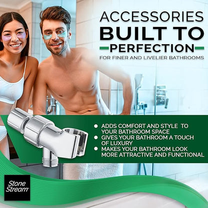 Original StoneStream Adjustable Wall Shower Adapter and Holder for Handheld Showerheads - Chrome