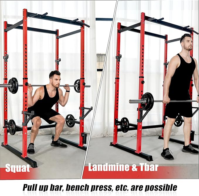 Bongkim Power Rack, Rack Cage for Weight Training, Adjustable Squat Stand Rack for Home Gym Equipment, Lifting Cage with 660lb Capacity