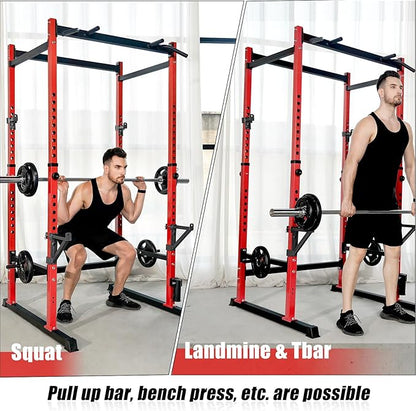 Bongkim Power Rack, Rack Cage for Weight Training, Adjustable Squat Stand Rack for Home Gym Equipment, Lifting Cage with 660lb Capacity