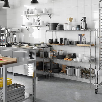 14" Deep x 54" Wide x 54" Height Wire Shelving Kit | 4-Tier | NSF Commercial Storage Rack Unit