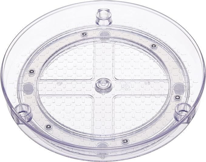Amazon Basics Lazy Susan Turntable Organizer,9" Diameter,2 Tier,Clear,(Pack of 8)