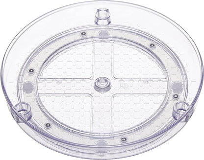 Amazon Basics Lazy Susan Turntable Organizer,9" Diameter,2 Tier,Clear,(Pack of 8)