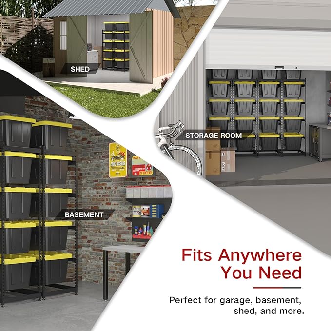 27 Gallon Tote Storage Rack, Heavy-Duty Storage Bin Rack Organizer, 5-Tier Standing Storage Bin Shelves, 250 lb Capacity, Maximize Space for Garage, Warehouse, Utility