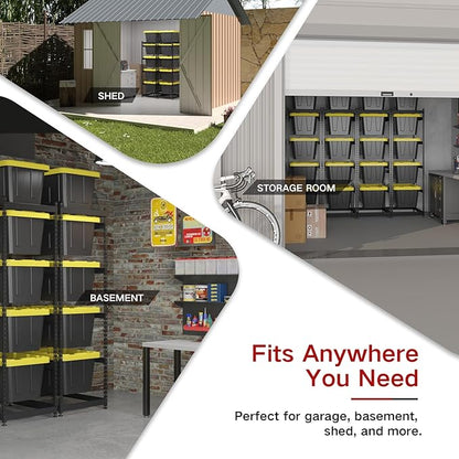 27 Gallon Tote Storage Rack, Heavy-Duty Storage Bin Rack Organizer, 5-Tier Standing Storage Bin Shelves, 250 lb Capacity, Maximize Space for Garage, Warehouse, Utility