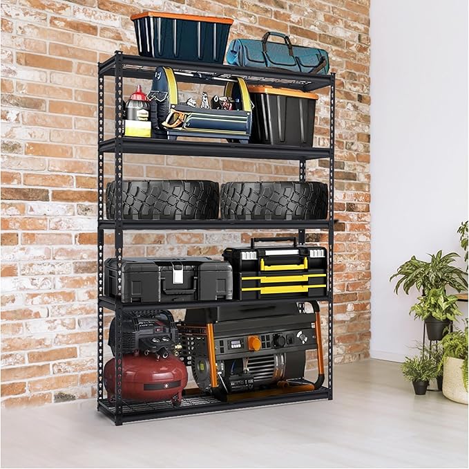 Heavy Duty Storage Shelves 48x24x72 in, 2500Lbs Adjustable Metal Shelving for Garage Organization, Durable Garage Shelving Easy Assemble