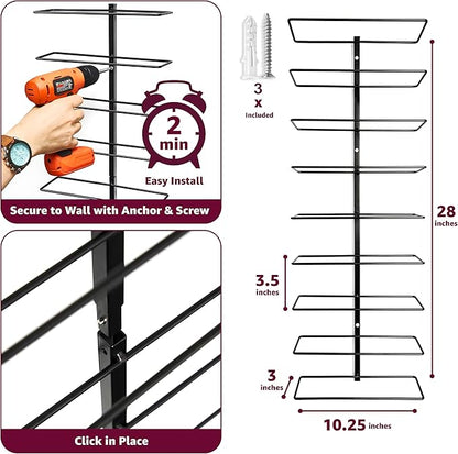 Sorbus Wall Mount Wine Rack 3-Pack – Holds 9 Bottles Each – Black Metal Wine Bottle Holders for Wall, Modern Wine Rack for Home Bar, Kitchen