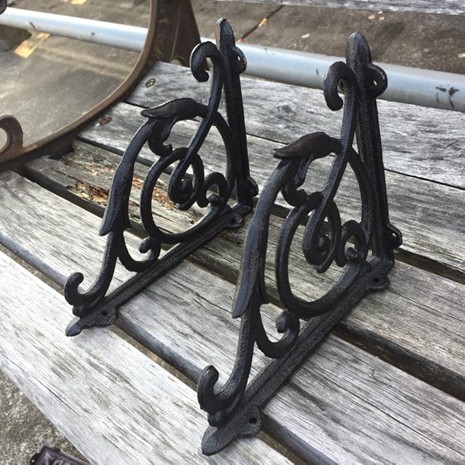 Antique Style Cast Iron Brackets Garden Braces Rustic Shelf Bracket Black