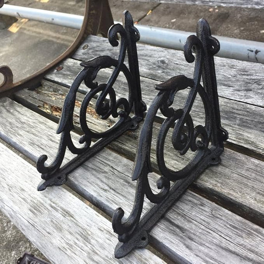 Antique Style Cast Iron Brackets Garden Braces Rustic Shelf Bracket Black