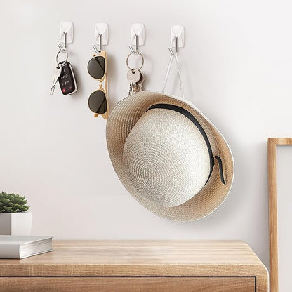 Wire Hooks for Wall Small 32 Hooks, Heavy Duty Wall Hooks with 36 Strips, Damage Free Adhesive Hooks for Key Holder, Coat, Door, Shower Hanging