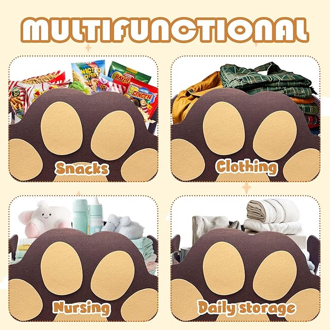 Large Dog Toy Basket Paw Storage Box for Dog Toys & Pet Supplies Felt Dogs Storage Box for Living Room Area Large Organizer for Pet Toys, Blankets and Accessories