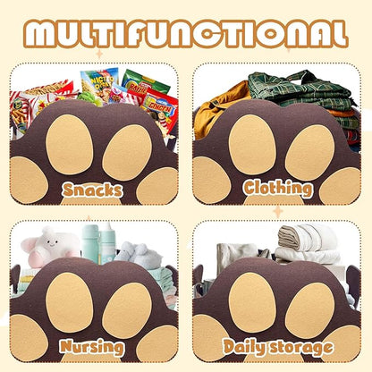 Large Dog Toy Basket Paw Storage Box for Dog Toys & Pet Supplies Felt Dogs Storage Box for Living Room Area Large Organizer for Pet Toys, Blankets and Accessories